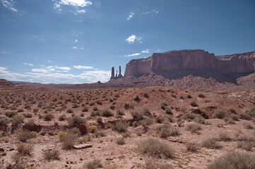 Sandstone landforms in Monument Valley