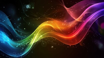 Fototapeta premium A vibrant abstract wave of colors against a dark background, evoking energy and creativity.