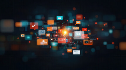 Fototapeta premium glowing holographic interface displaying secure digital information and icons