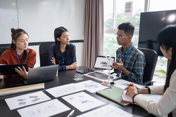 Solar panels green energy Business people working in green eco friendly office business meeting creative ideas for business eco friendly professional teaching corporate people sustainable electricity