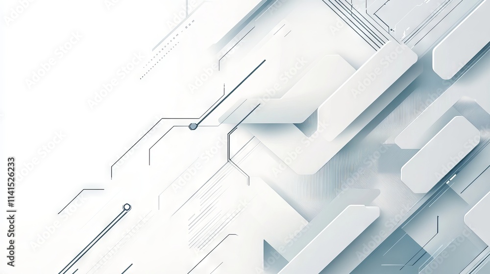 Aufkleber abstract geometric technology banner design with white and grey vector background for modern digital