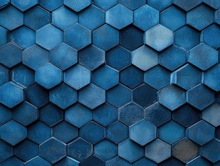 Blue Wall with Hexagons