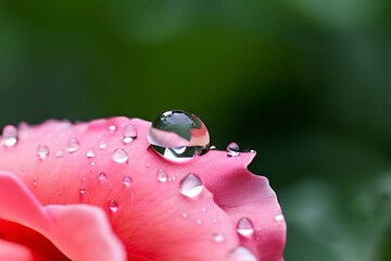 40 single dewdrop on rose petal