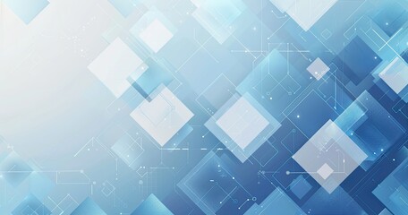 Abstract blue geometric background with overlapping squares and lines, ideal for digital designs.
