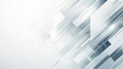 Fototapeta premium Abstract geometric technology banner design with white and grey vector background for modern digital projects and websites