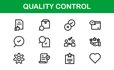 Quality Control Icon Set - Minimal, Modern, and Versatile Line Art Illustrations for Business, Manufacturing, and Product Assurance Needs