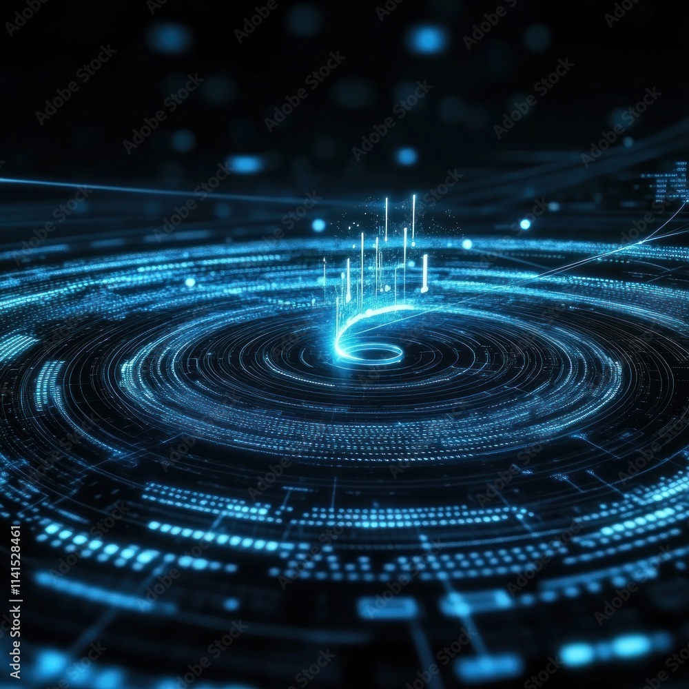 Poster Exploring dynamic data visualization in an abstract tech environment a futuristic perspective Blur Background