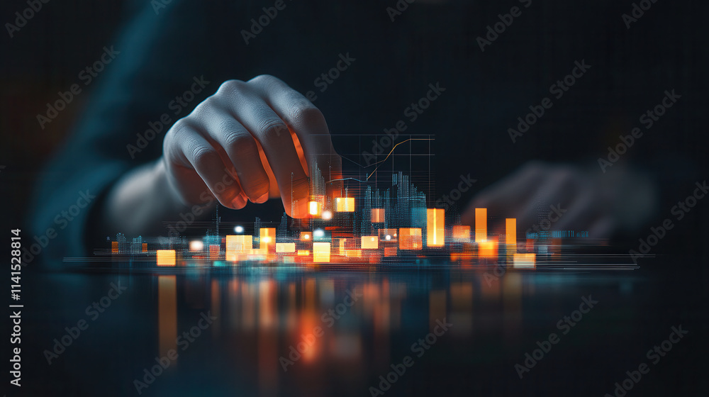 Poster professional analyzing business intelligence data with graphs and charts, showcasing insights and tr