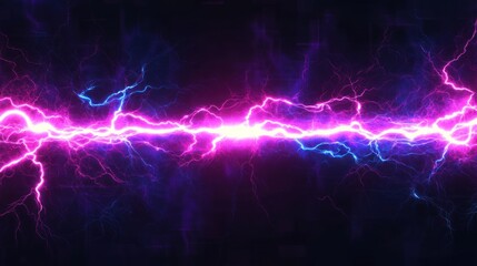 A vibrant display of electric arcs in blue and pink against a dark background.