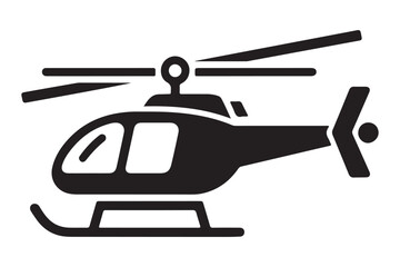 Flat Black Helicopter Silhouette Vector