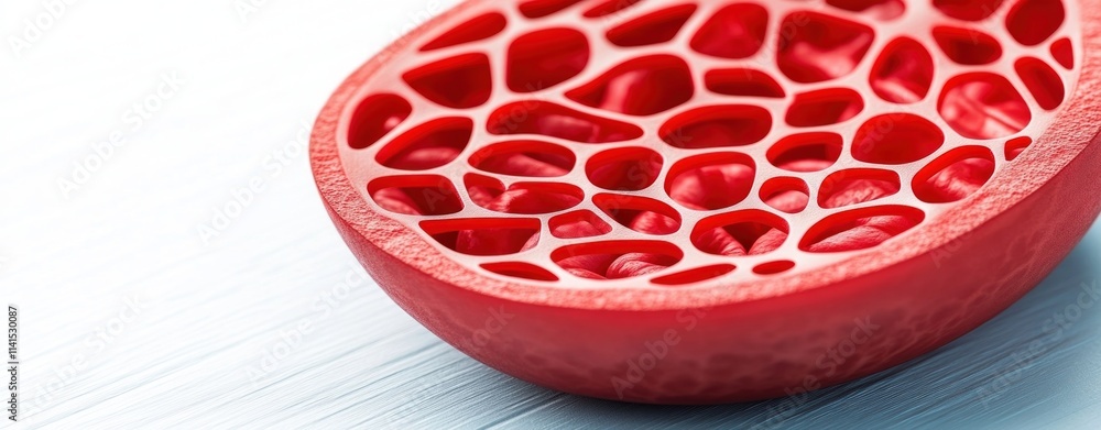 Poster macro photography of intricate patterns in a red organic lab environment an abstract concept