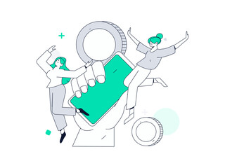 Internet financial management investment flat vector concept operation hand drawn illustration
