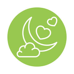 Romantic Night  Vector Gylph Circle Icon. Eps 10 file 