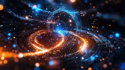 Obraz premium An imaginative blend of mathematics and cosmic themes in LED art.