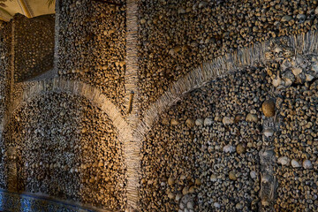 The Chapel of Bones located in the city of Evora, Portugal.