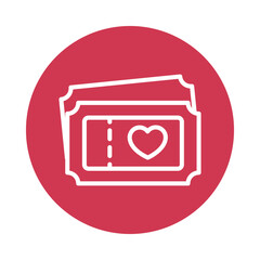 Movie Tickets Vector Gylph Circle Icon. Eps 10 file 