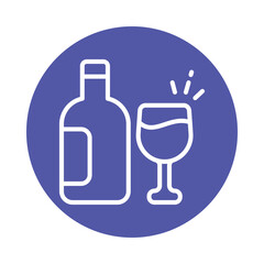 Wine Bottle Vector Gylph Circle Icon. Eps 10 file 