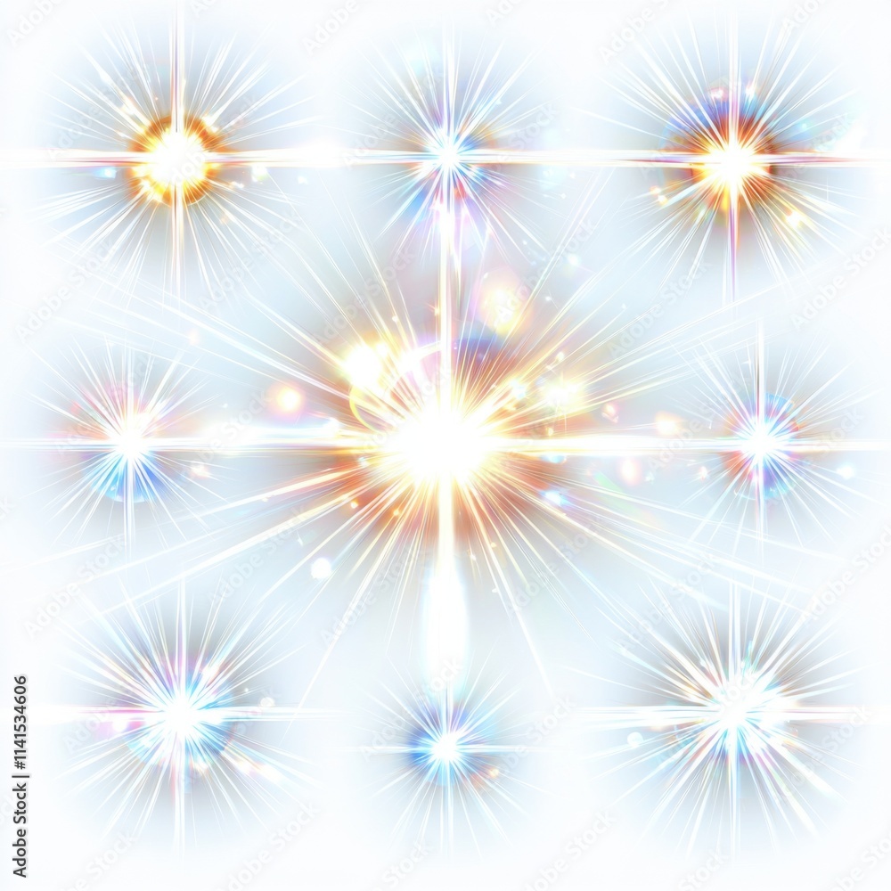 Aufkleber dynamic light sparks and glows abstract art digital illustration bright environment close-up view il