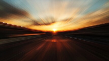 A vibrant sunset with blurred motion effects, creating a sense of tranquility and movement.