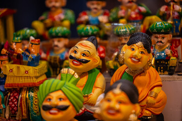 Handmade colorful wooden toys for home decoration. Interior decoration.	