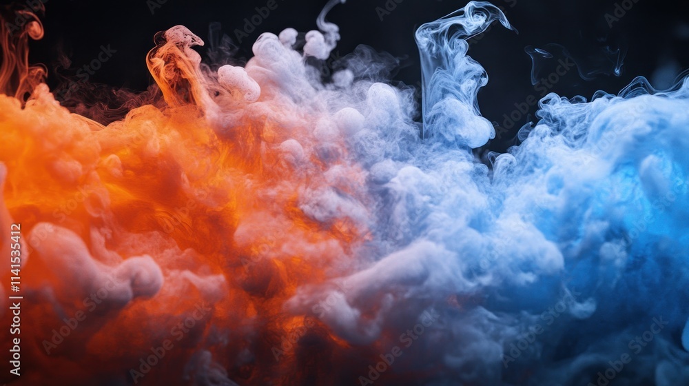 Aufkleber a vibrant swirl of orange and blue smoke creating a dynamic, artistic visual effect.