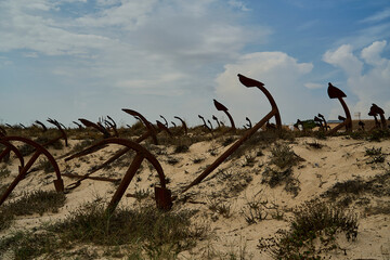 anchor cemetery graveyard at Praia do Barril