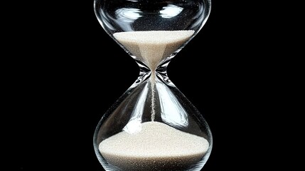 Hourglass represents the passage of time with sand flowing from the top to the bottom chamber continuously