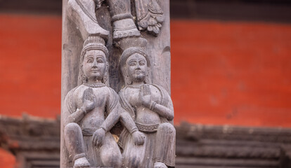 Kamasutra art carving, Handmade wood carving of two people with ancient kamasutra poses.