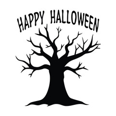 Fototapeta premium Happy Halloween silhouette with tree vector illustration.