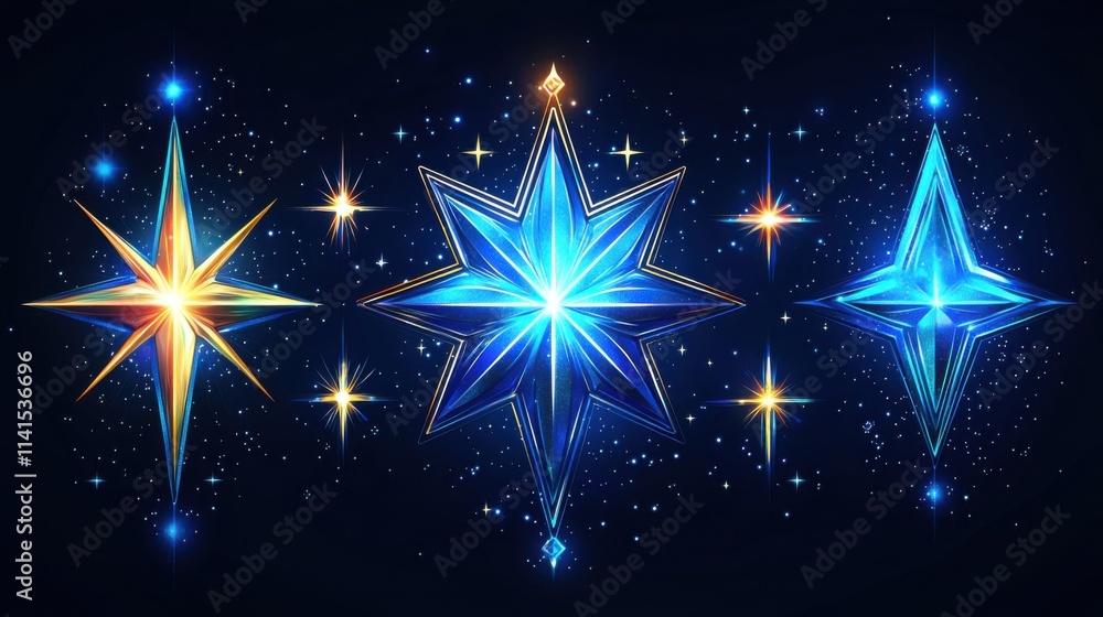 Poster celestial star patterns cosmic space digital art night sky front view mystical concepts for visual i