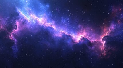 Fototapeta premium and purple nebula with sparkles and cosmic dust, Generative AI