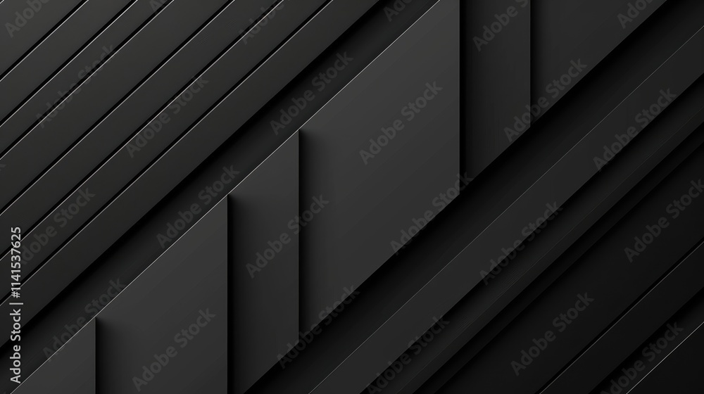 Aufkleber abstract black geometric pattern with layered shapes and lines.