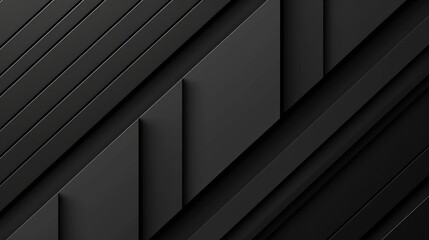 Fototapeta premium Abstract black geometric pattern with layered shapes and lines.