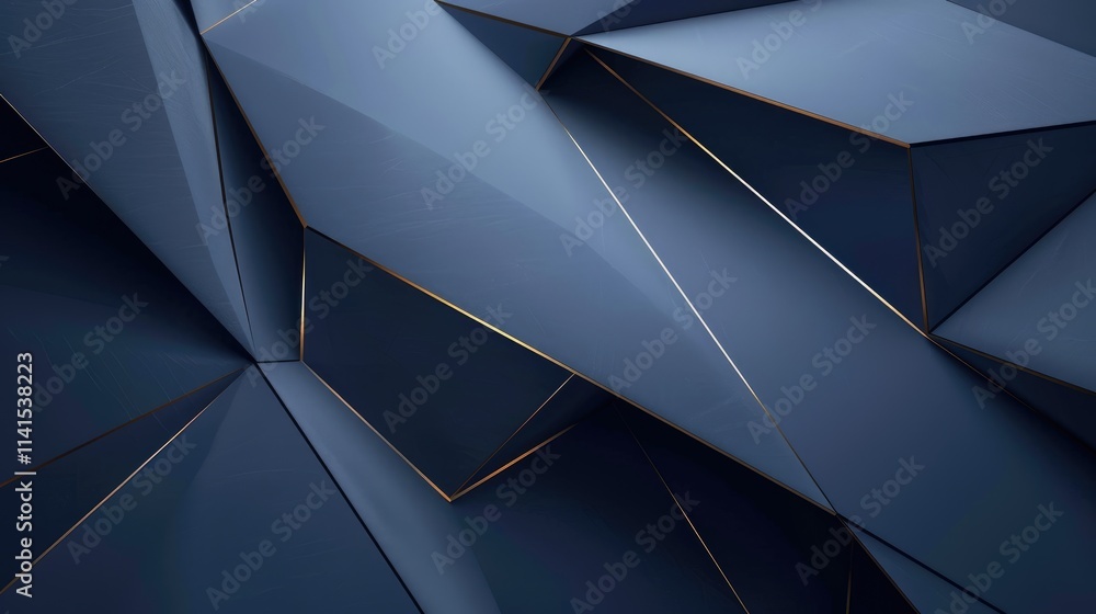 Aufkleber abstract geometric shapes in dark blue tones with angular facets and subtle highlights.