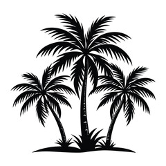 Fototapeta premium vector of date tree design, labeled linocut silhouette illustration.