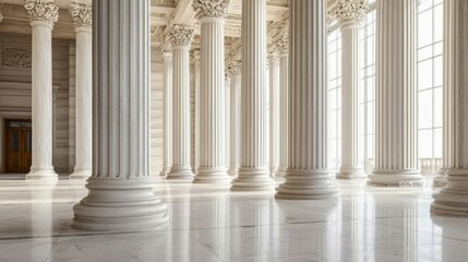 Architectural Details:   Image of Intricate Marble Pillars in a Building