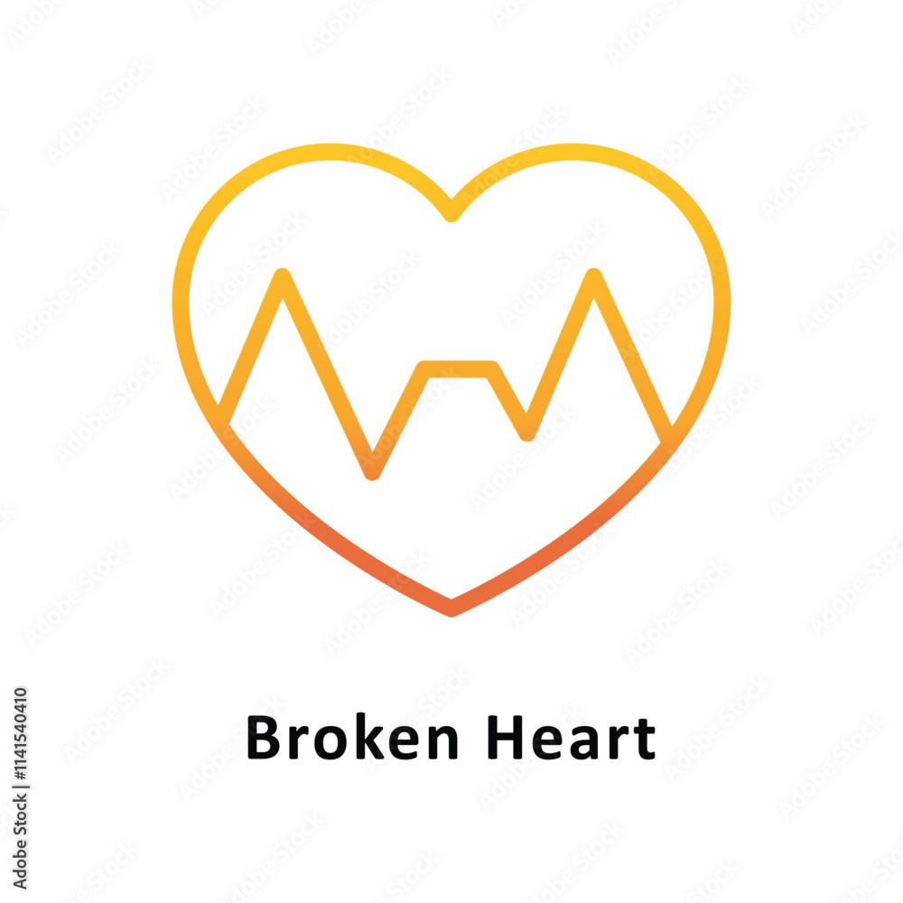 Poster broken heart vector gradient icon. eps 10 file