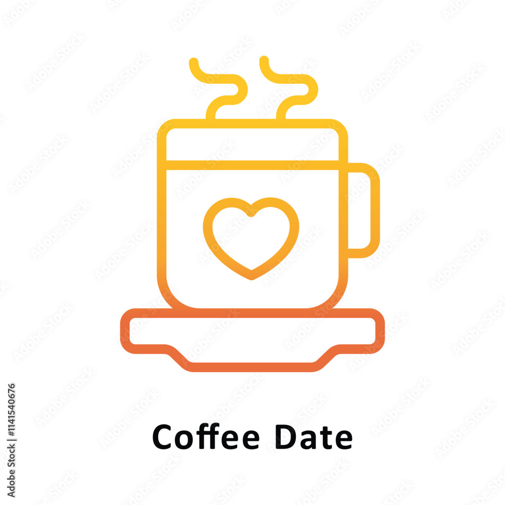 Poster coffee date vector gradient icon. eps 10 file