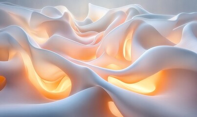 Fototapeta premium Abstract glowing light forms blending soft surreal colors. Generative AI