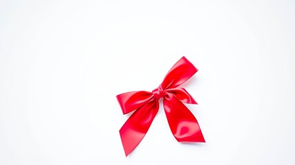 A single vibrant red satin ribbon bow on a white background