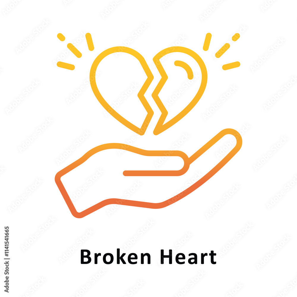 Aufkleber broken heart vector gradient icon. eps 10 file