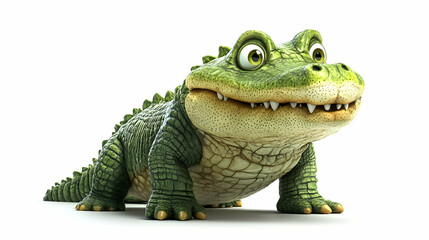 Cute Cartoon Alligator 3D Render