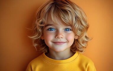 Naklejka premium Asian boy or girl smiling in studio color background