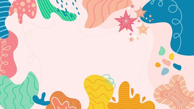 abstract kids background design with geometric patterns and vibrant organic shapes seamless 4k video background motion pop art design