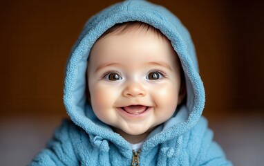 Asian boy or girl smiling with coat in studio color background