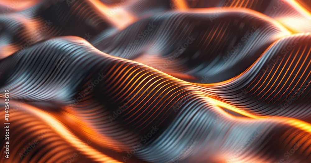 Poster abstract waves of orange and black create a dynamic, flowing texture.
