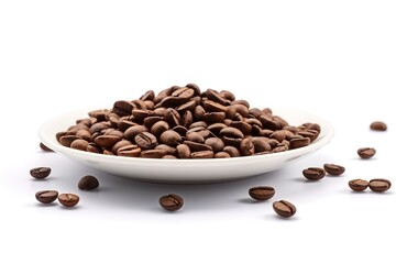 Obraz premium Roasted Coffee Beans on White Plate