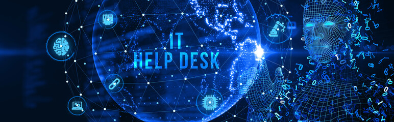 IT consultant presenting tag cloud about information technology. 3d illustration