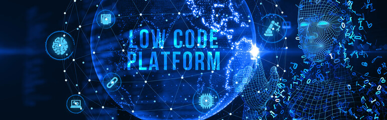 Low Code software development platform technology concept. 3d illustration