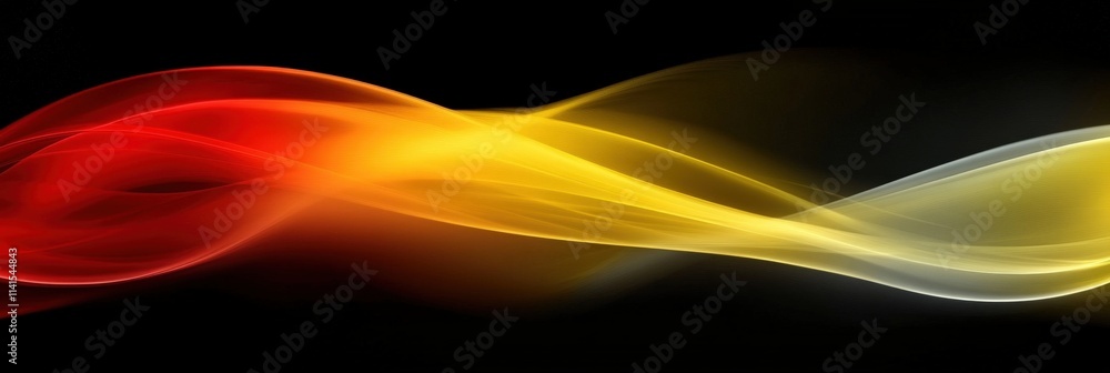 Poster iridescent shapes on black background with fluid motion and vibrant colors in a captivating abstract